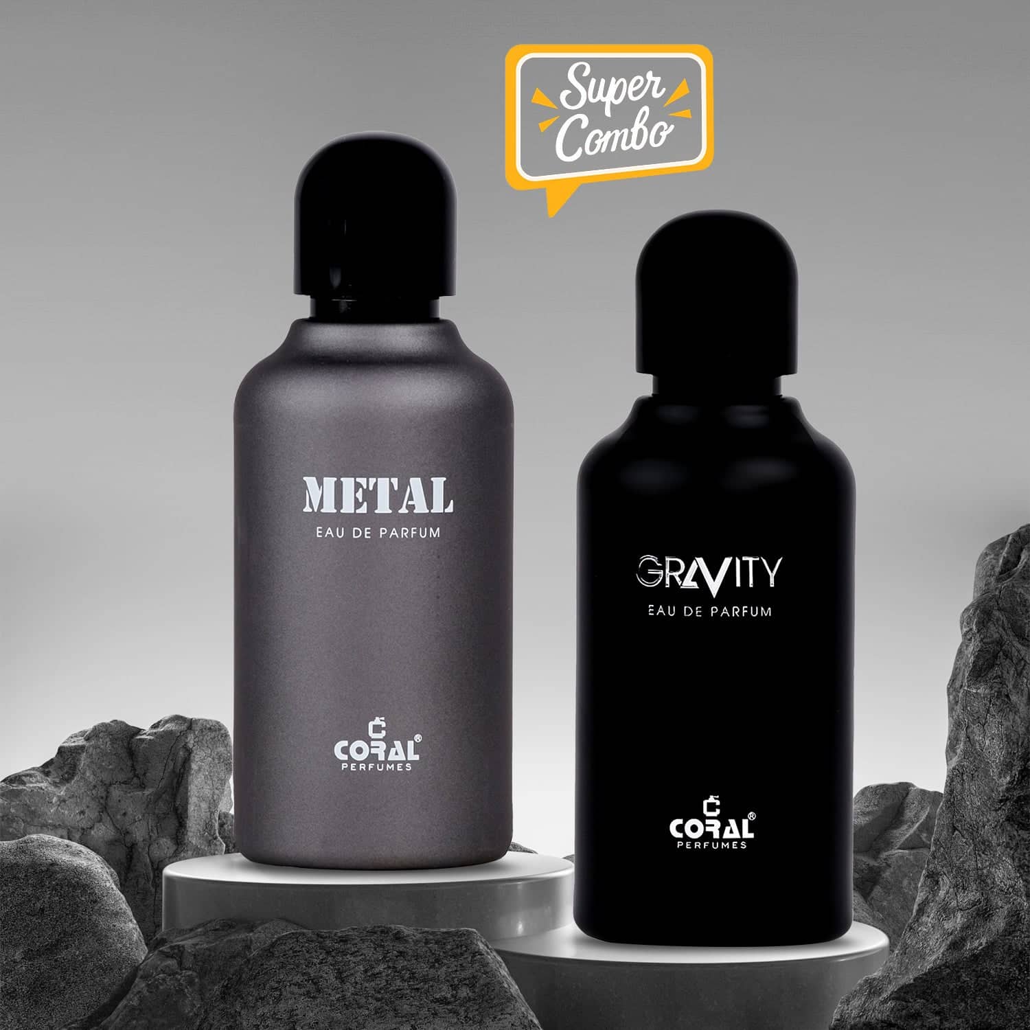 Coral Power Duo Perfume Set – Metal & Gravity EDP for Men (100ml Each)