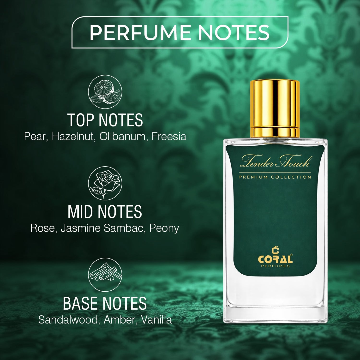 Coral Tender Touch Premium Collection For Unisex Extrait De Parfum – 60ml