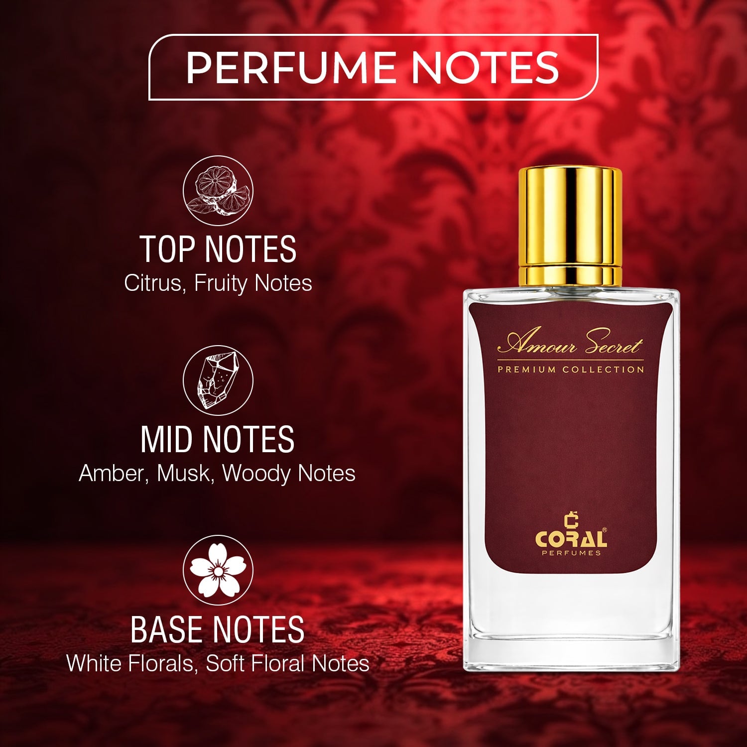 Coral Amour Secret Premium Collection Extrait De Parfum for Unisex – 60ml