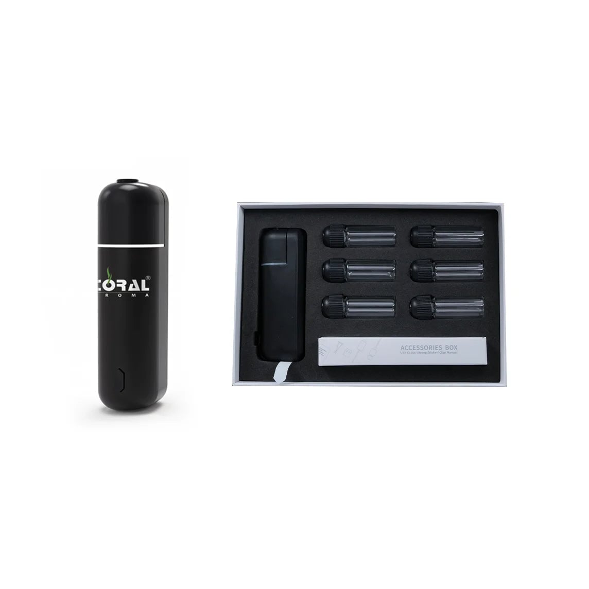 Mini Aroma Car Diffuser with 6 Scents - Black