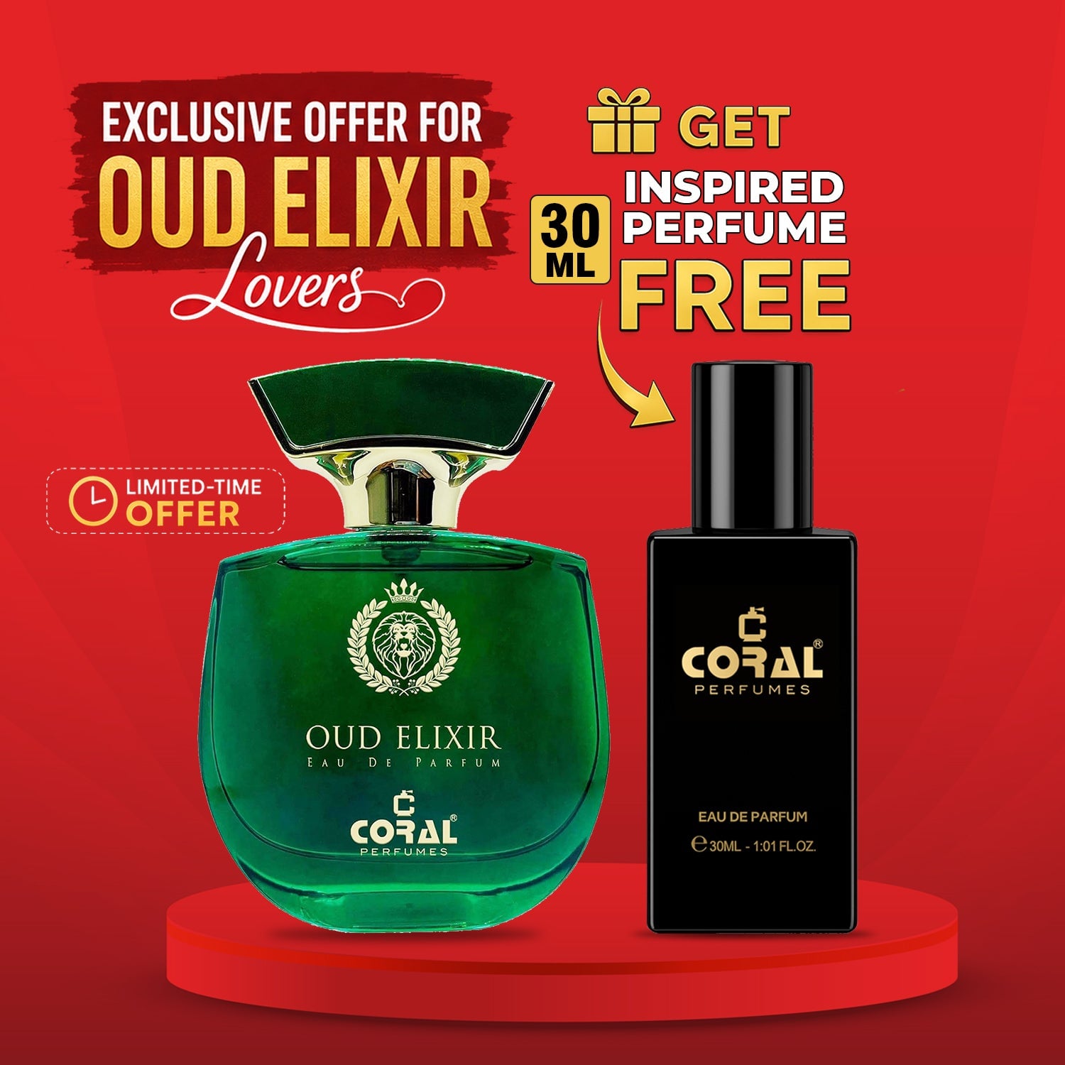 Coral Oud Elixir Eau De Parfum 100ml | Get a FREE 30ml Inspired Perfume