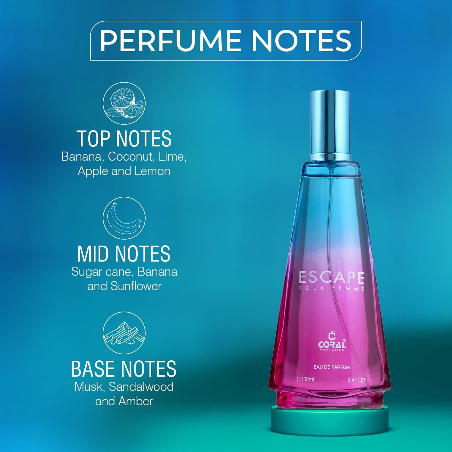 Coral Women's Signature Perfume Combo Set – 4 Premium Long-Lasting EDPs (100ml Each)