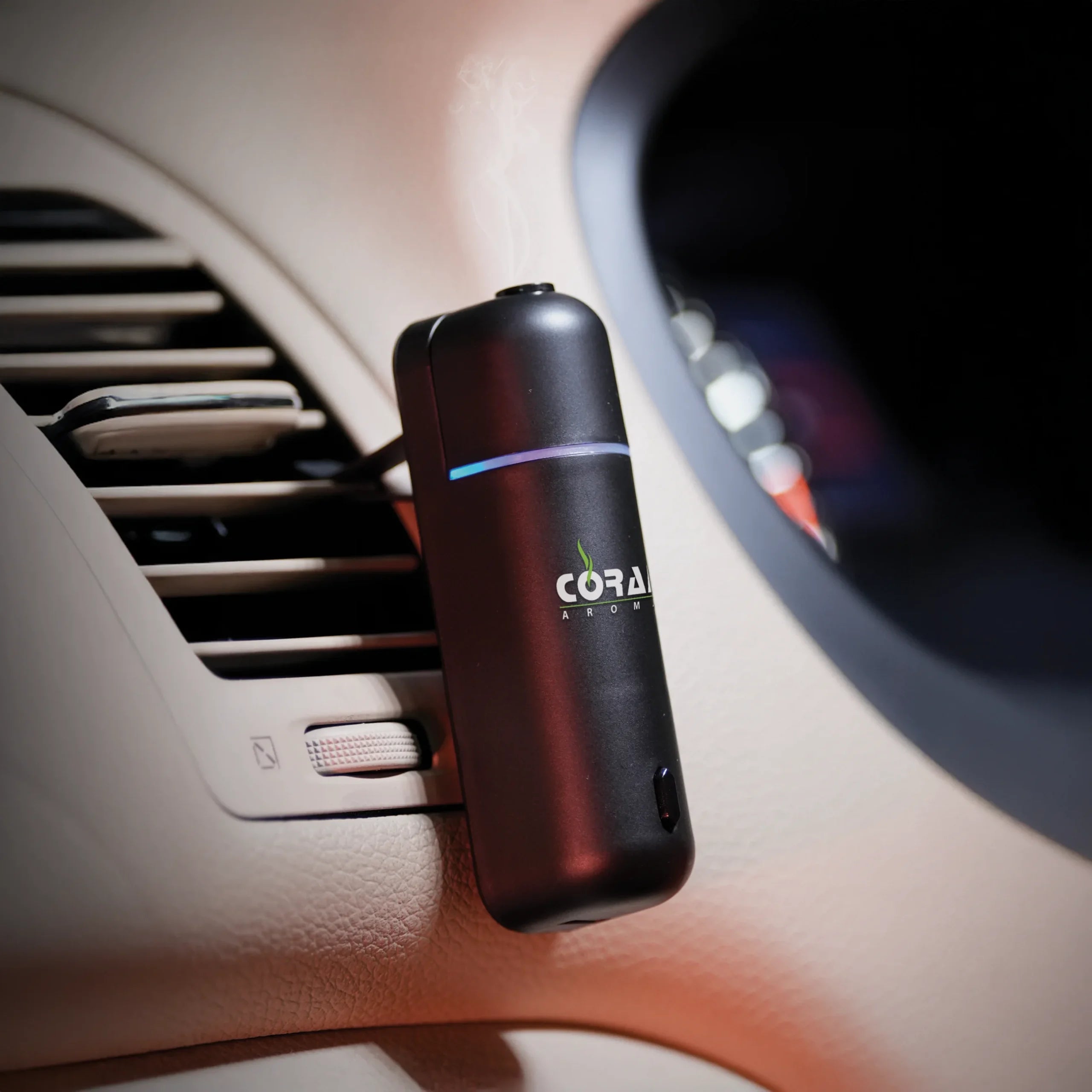 Mini Aroma Car Diffuser with 6 Scents - Black