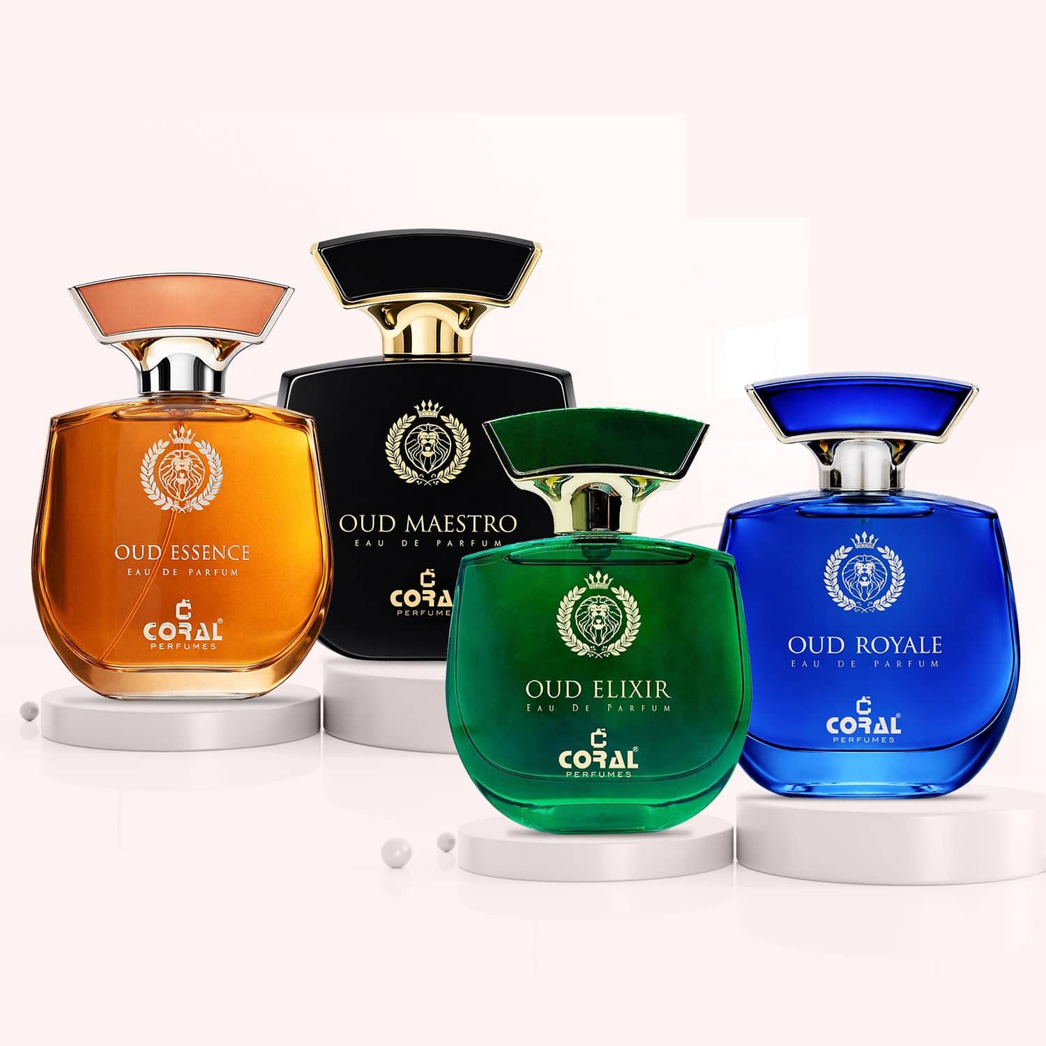 Coral Perfumes Unisex Oud Series Combo – Oud Royale, Oud Maestro, Oud Essence & Oud Elixir