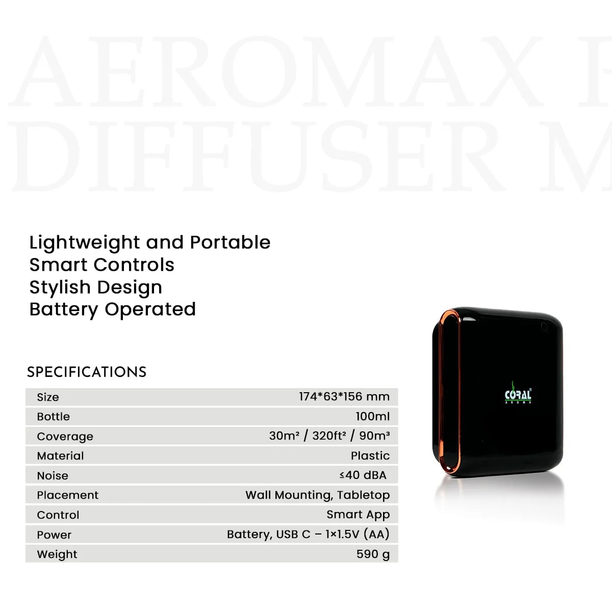 Coral Aeromax Pro 2.0 Scent Diffuser (Black)